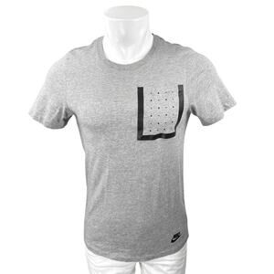 Nike Bonded Pocket Men's Gray Cotton Short Sleeve Crew Neck Tee T-Shirt Top Sz S